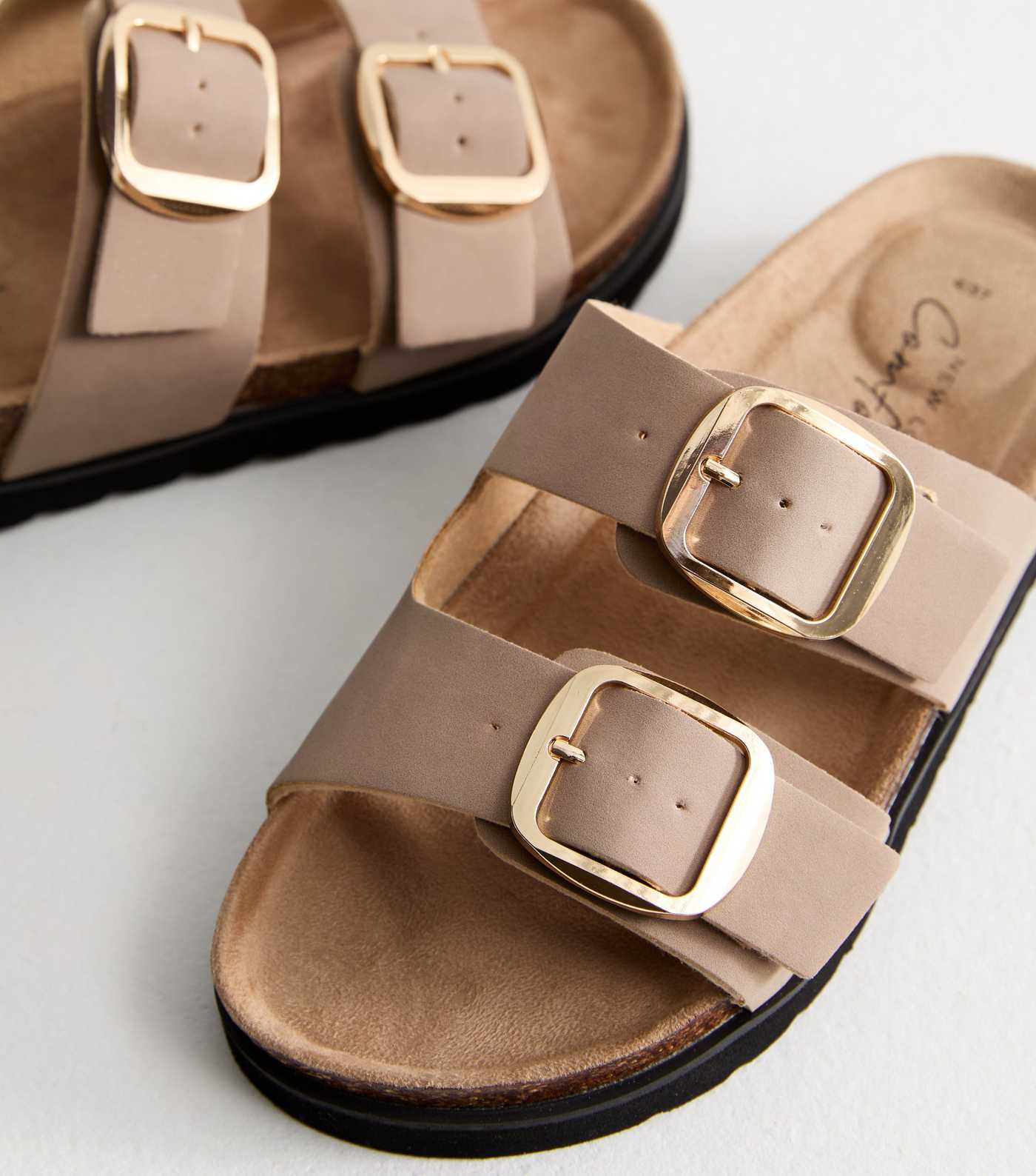 Mink Faux Leather Buckle Strap Sandals | New Look | New Look (UK)