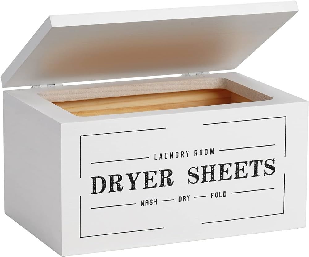 Farmhouse Dryer Sheet Holder with Lid - Rustic Dryer Sheet Dispenser Laundry Room Decor Accessori... | Amazon (US)