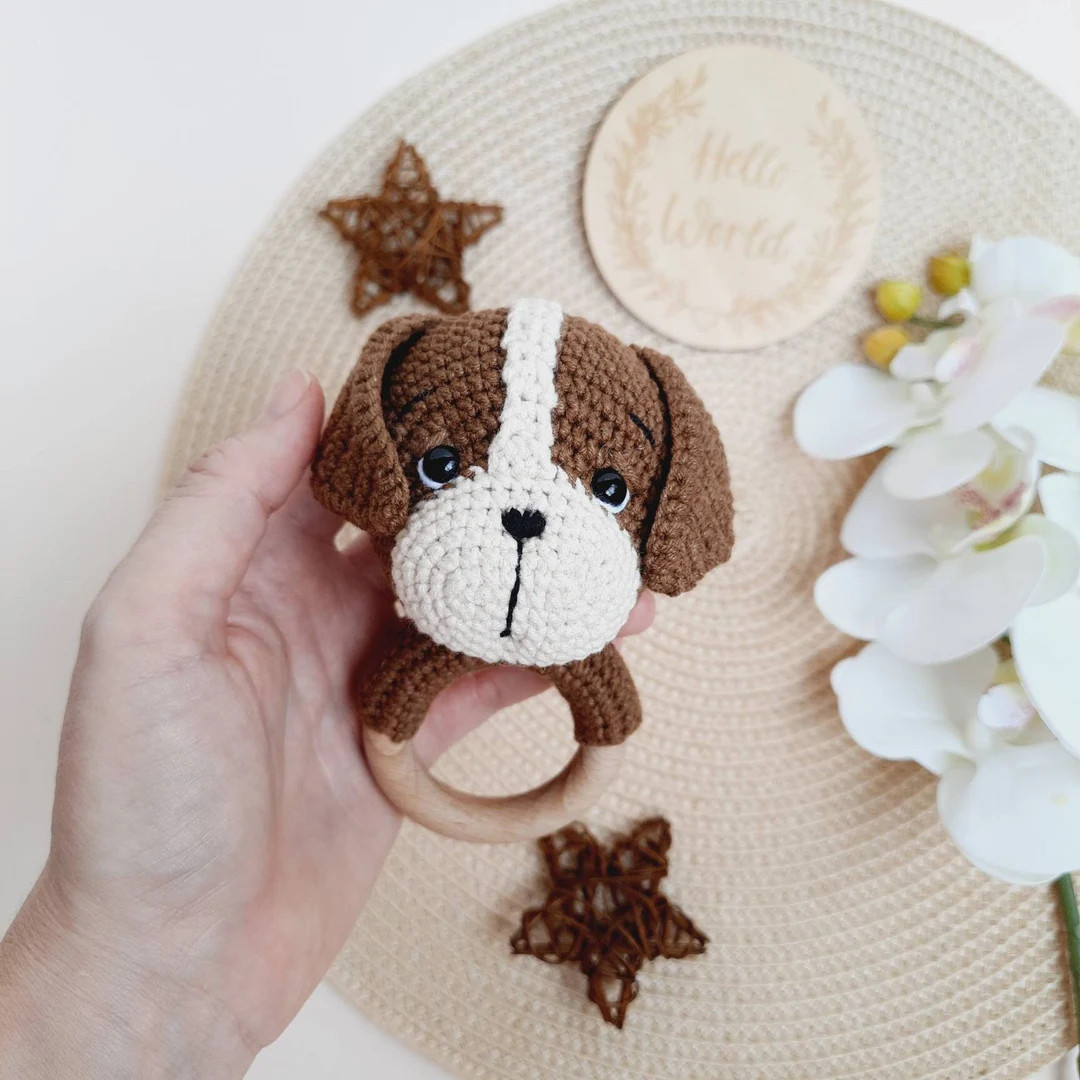 Puppy Dog Baby Rattle , Crochet Labrador Baby Rattle Unisex First Toy, Baby Toy Dog New Parent Gi... | Etsy (US)