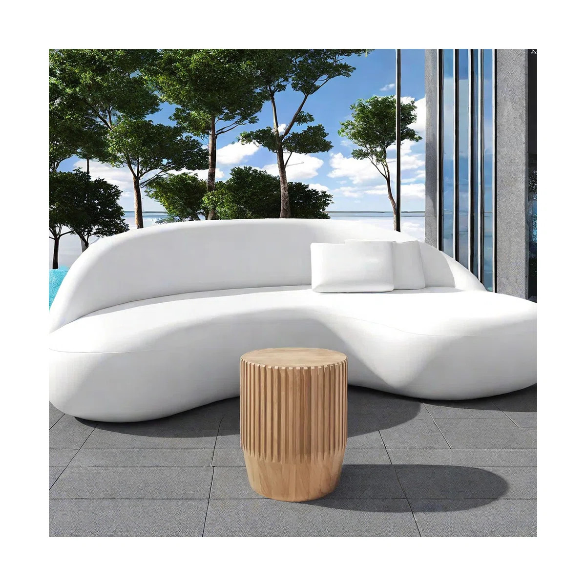 Jorill Round Teak Outdoor Side Table , 13.78'' in. W 13.78'' in. D | Wayfair North America
