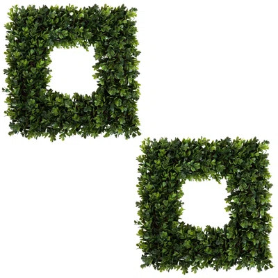 Boxwood Wreath - 16.5-Inch Square UV Resistant Artificial Spring, Summer, Fall or Winter Wreath - Outdoor/Indoor Wreaths for Front Door | Wayfair North America