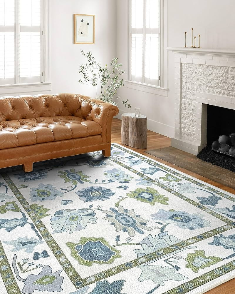 Green Oushak Rug, Vintage Turkish Eclectic Floral Pastel Large Oversized Area Rugs for Living Roo... | Amazon (US)