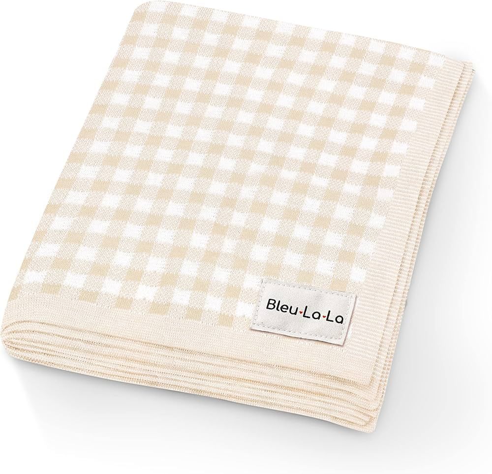 Checkered Baby Blanket Swaddle - 100% Soft Fine Loomed Cotton Quilt Blanket - Use as Receiving Sw... | Amazon (US)