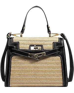 Women's Top Handle Straw Weave Satchel Bag Purses Small Handbag Shoulder Crossbody Bag | Amazon (US)