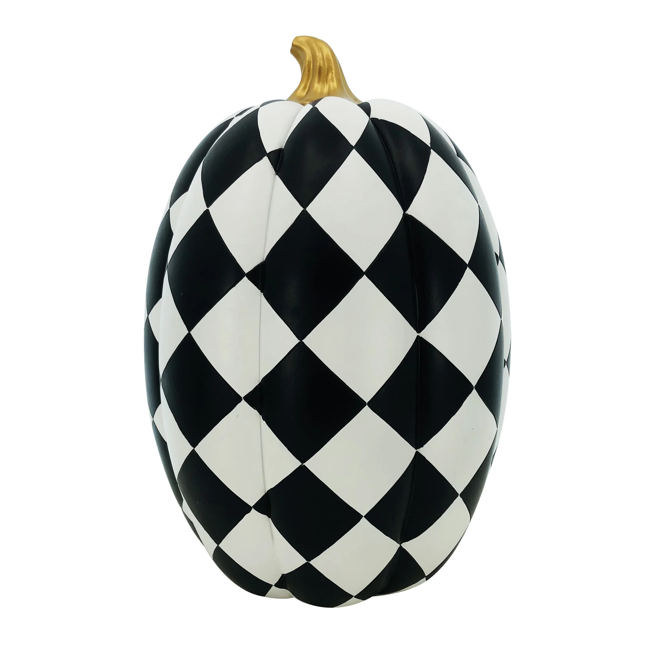 9.5" x 9.5" x 14" Resin Black and White Harlequin Pumpkin, by Halloween Decoration, Way to Celebr... | Walmart (US)