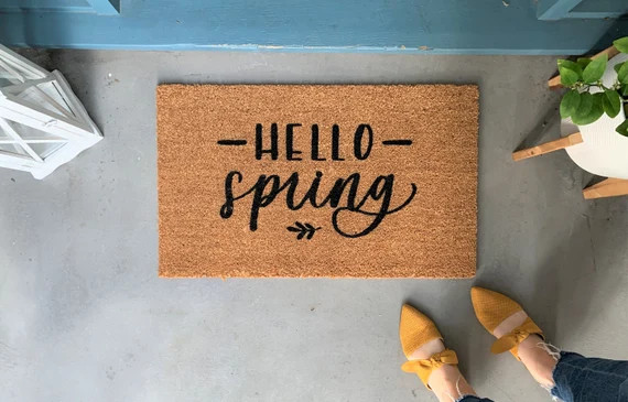 Hello Spring Spring Doormat Outdoor Welcome Mat Spring | Etsy | Etsy (US)