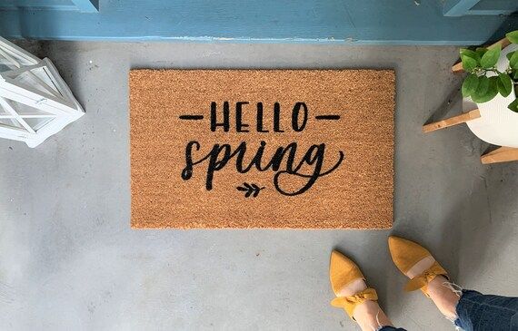 Hello Spring Doormat / Outdoor Welcome Mat / Housewarming Gift / Spring Decor / Front Porch Decor... | Etsy (US)