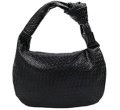 QWINEE Women's Woven Shoulder Bag Retro Vintage Zipper Faux Leather Small Underarm Purse with Kno... | Amazon (US)