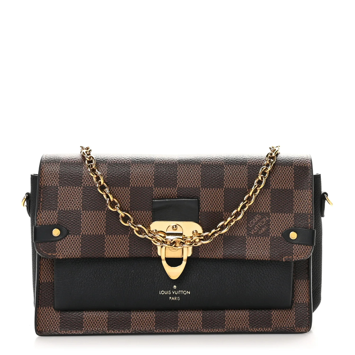 Damier Ebene Vavin Chain Wallet Black | FASHIONPHILE (US)