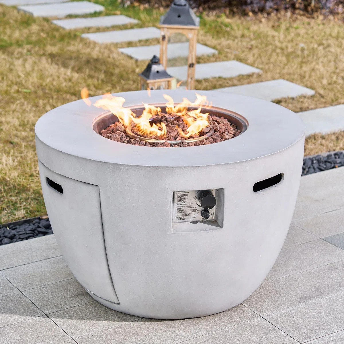Pauland Round Concrete Propane Smokeless Fire Pit Table with Hidden Fuel Tank | Wayfair North America