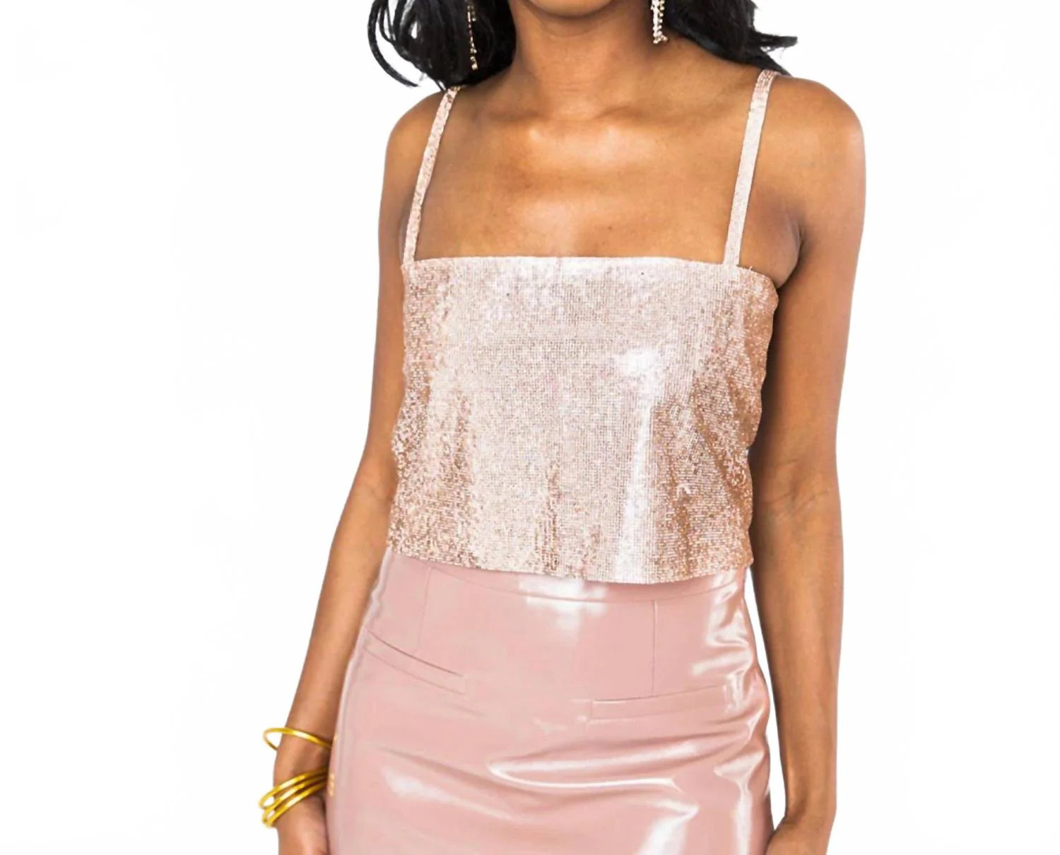 Girly Girl Rhinestone Crop Top In Rose Gold | Shop Simon