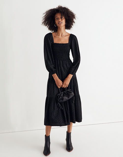 Petite Lucie Tiered Midi Dress in Dot | Madewell