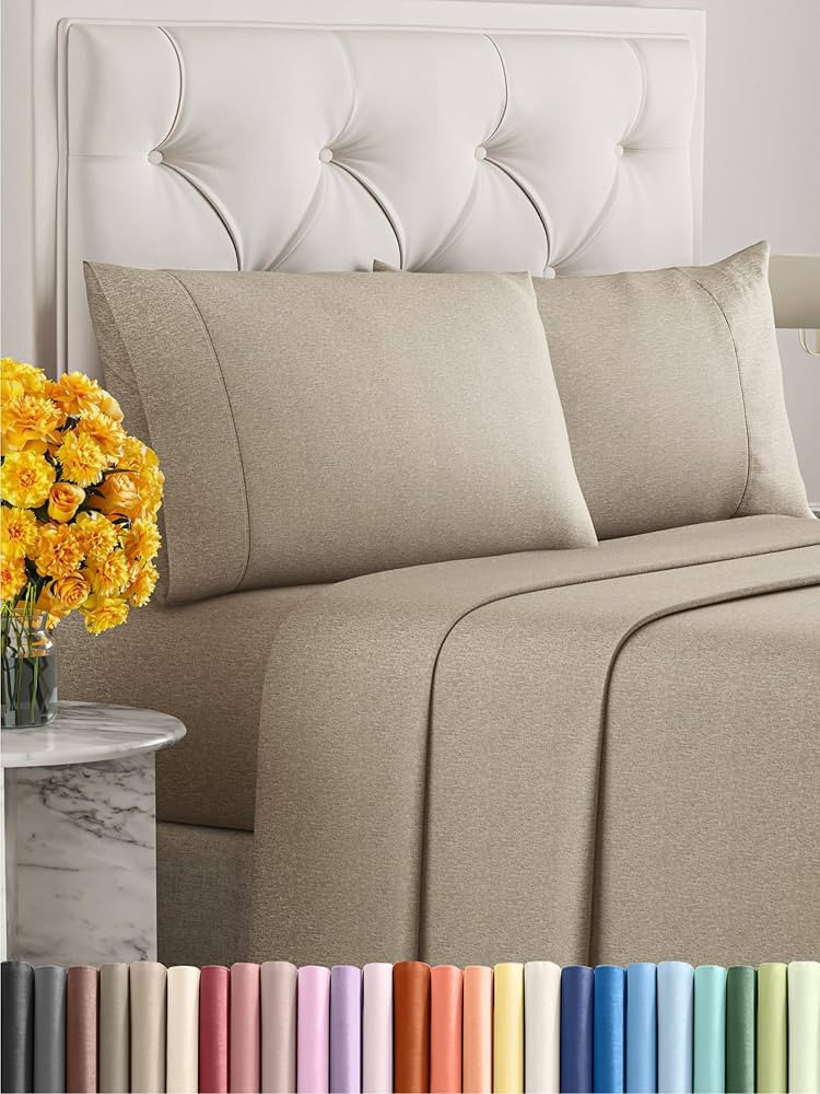 Queen Size 4 Piece Sheet Set - Comfy Breathable & Cooling Sheets - Hotel Luxury Bed Sheets for Wo... | Amazon (US)