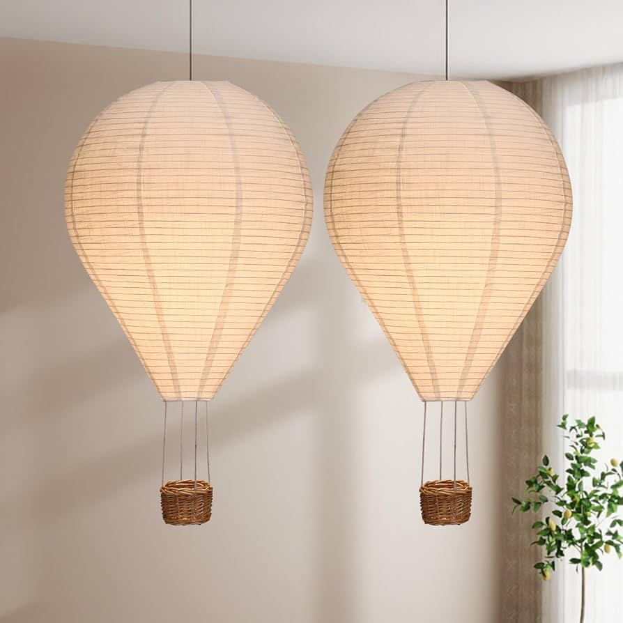 etmilc 2PCS Hot air balloon Lantern Bedroom Decor Handmade 16inch Shade nursery decor Pendant Lig... | Amazon (US)