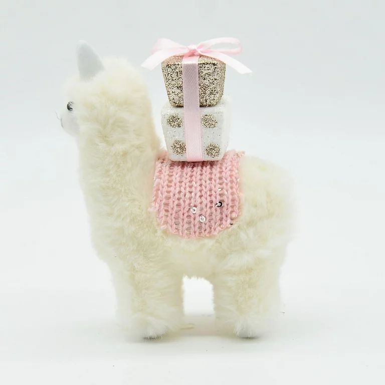 Holiday Time White Plush Llama with Gift Box, Baby Keepsake Christmas Tree Ornament, 5.5"H | Walmart (US)