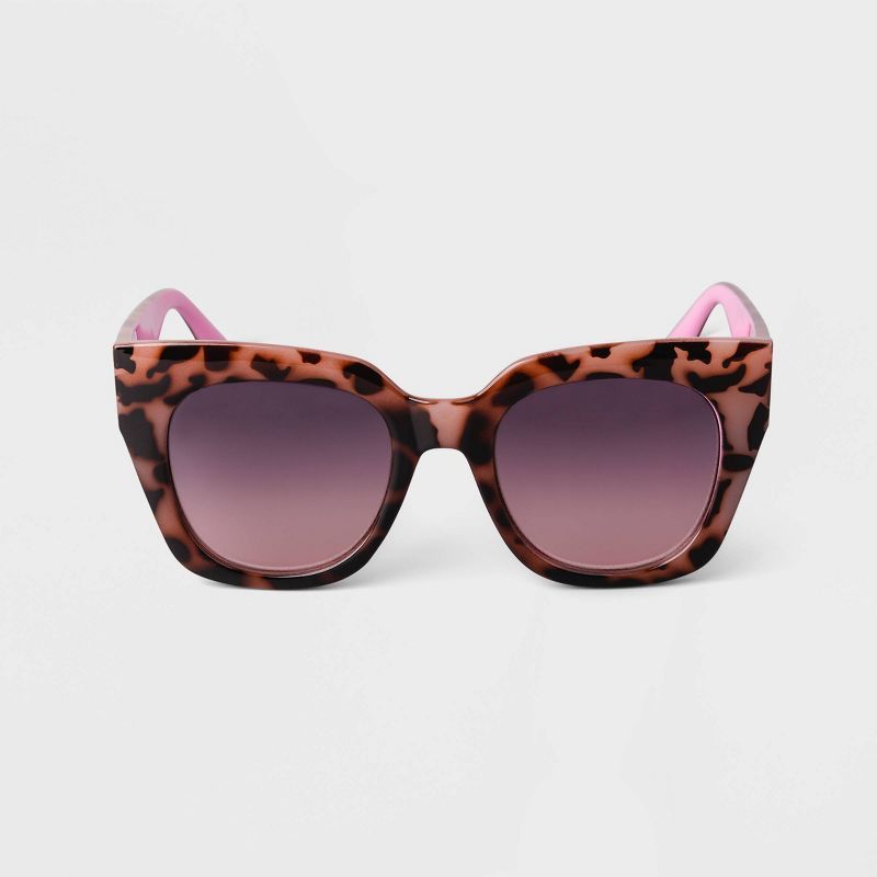 Women's Oversized Two-Tone Tortoise Shell Sunglasses - A New Day™ Tan | Target