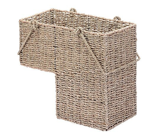 Villacera 14" Handmade Wicker Stair Case Basketwith Handles - QVC.com | QVC