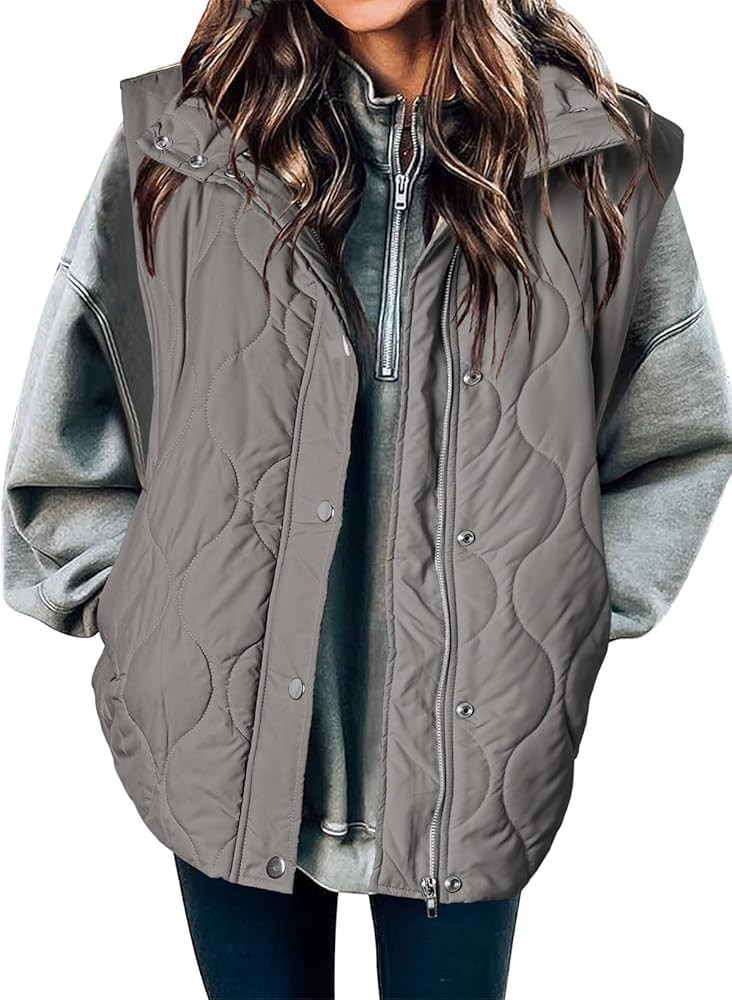 EVALESS Cropped Puffer Vest Women Lightweight Quilted Stand Collar Sleeveless Jackets Fall Button... | Amazon (US)