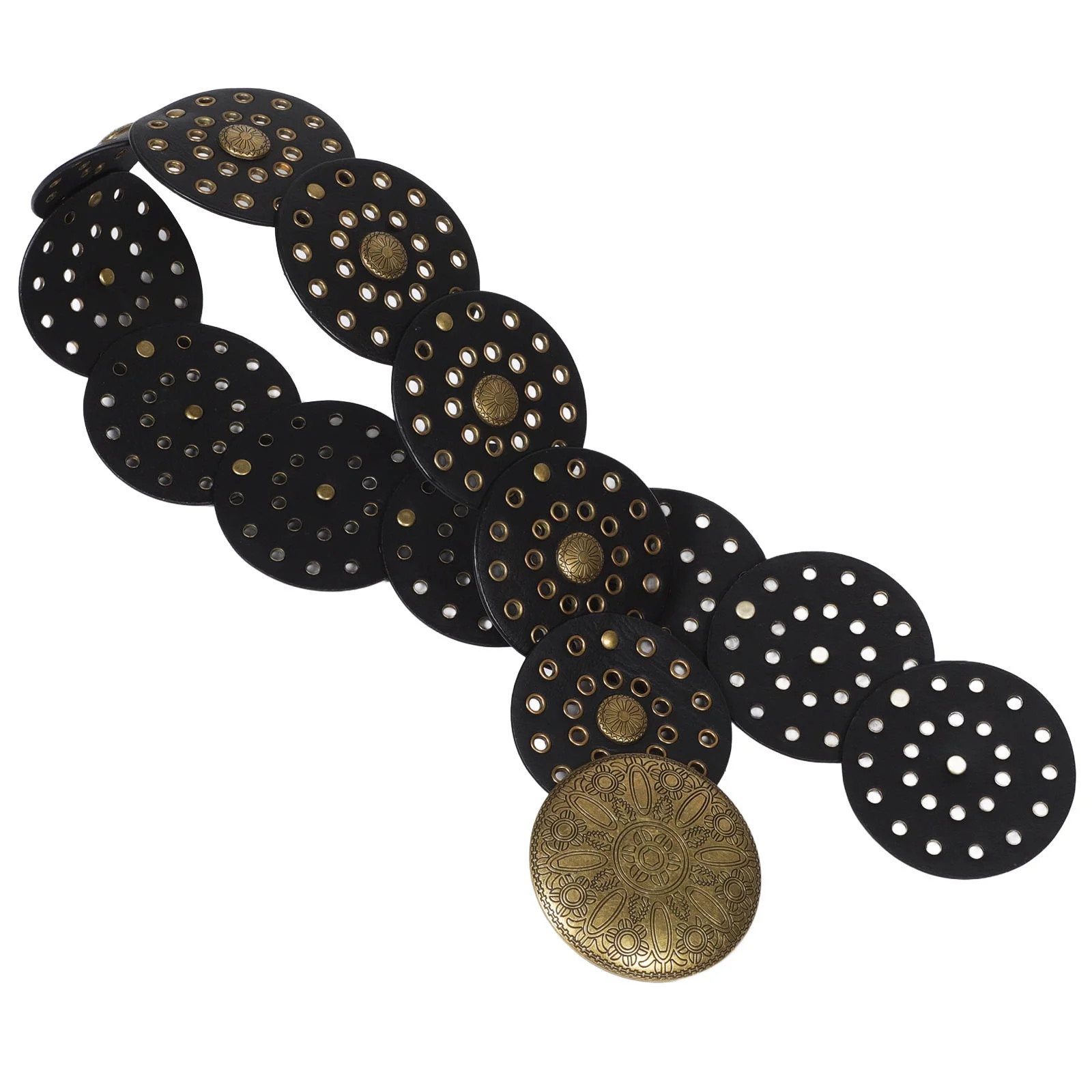 SOPOTUTU 1Pack Western Concho Dics Belt Hollow Circle Metal Vintage Style Wide Waist for Women | Walmart (US)