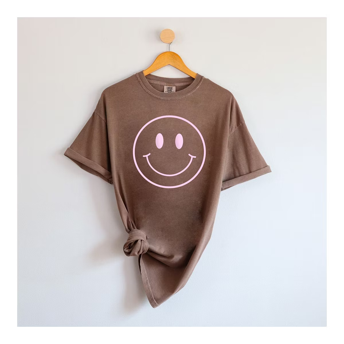 Simply Sage Market Women's Smiley Face Outline Puff Print Short Sleeve Garment Dyed Tee - S - Esp... | Target