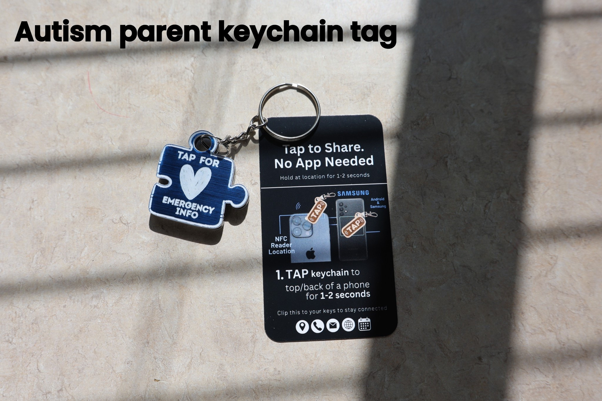 Autism parents and caregiver emergency keychain. Super cool peace of mind product. If God forbid something happens when your out and about with your autistic child and YOU are the one who can’t speak, someone can run their phone over the tag and it will give instructions on how to safely approach and keep your autistic child safe. Genius! 

#autism #autismawareness #autismmom #autismproducts #safetytag #caregiver #adhd #neurospicy

#LTKKids #LTKmomlife #LTKSaleAlert