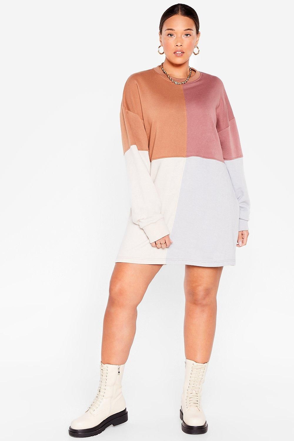 Womens Colorblock the Night Away Plus Sweatshirt Dress - Brown | NastyGal (US & CA)