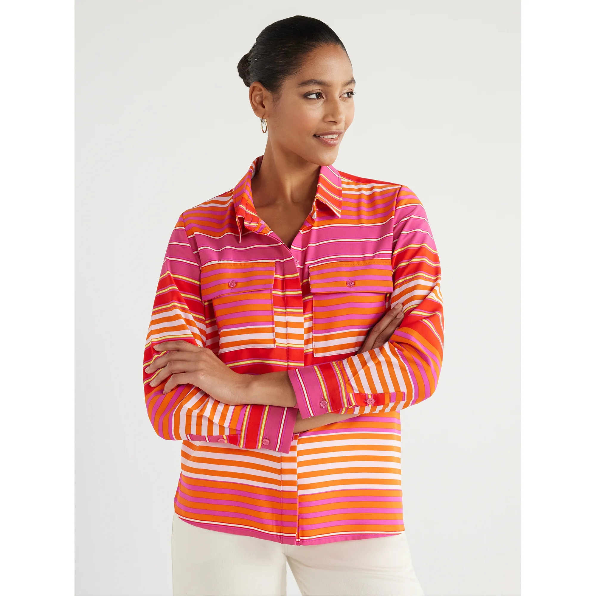 Scoop Women's The Ultimate Button Down, Sizes XS-XXL - Walmart.com | Walmart (US)