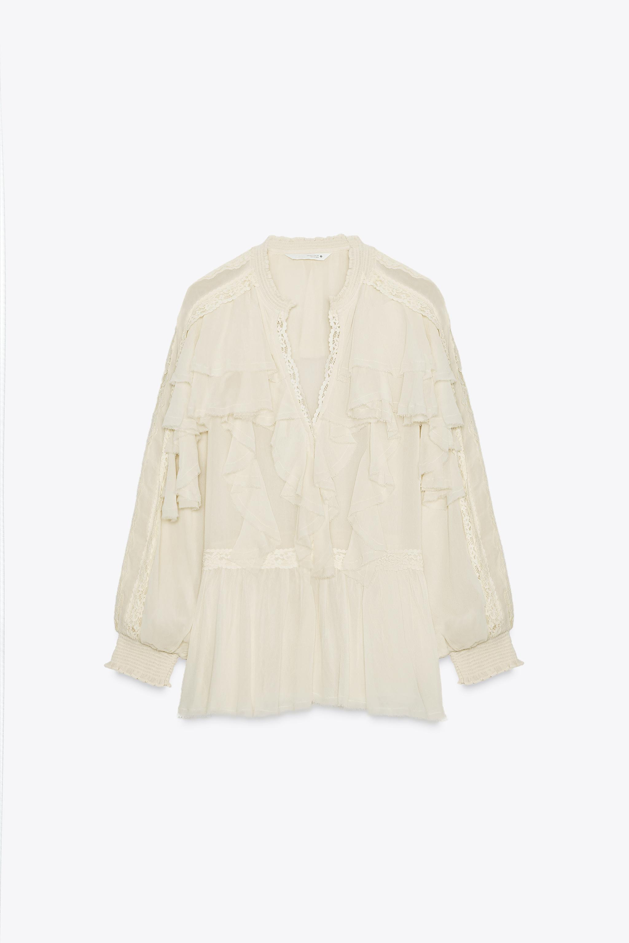 ZW COLLECTION LACE RUFFLE BLOUSE$ 99.90Ecru | 5107/280/712Add to cartAddZARA WOMAN COLLECTIONBlou... | Zara US