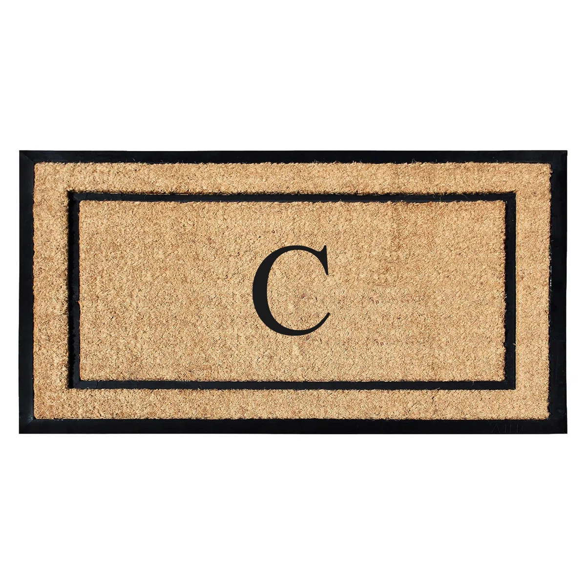 Danielian Rubber Coir Classic Border Monogrammed Doormat  24" x 48" Non-Slip Outdoor Door Mat | Wayfair North America