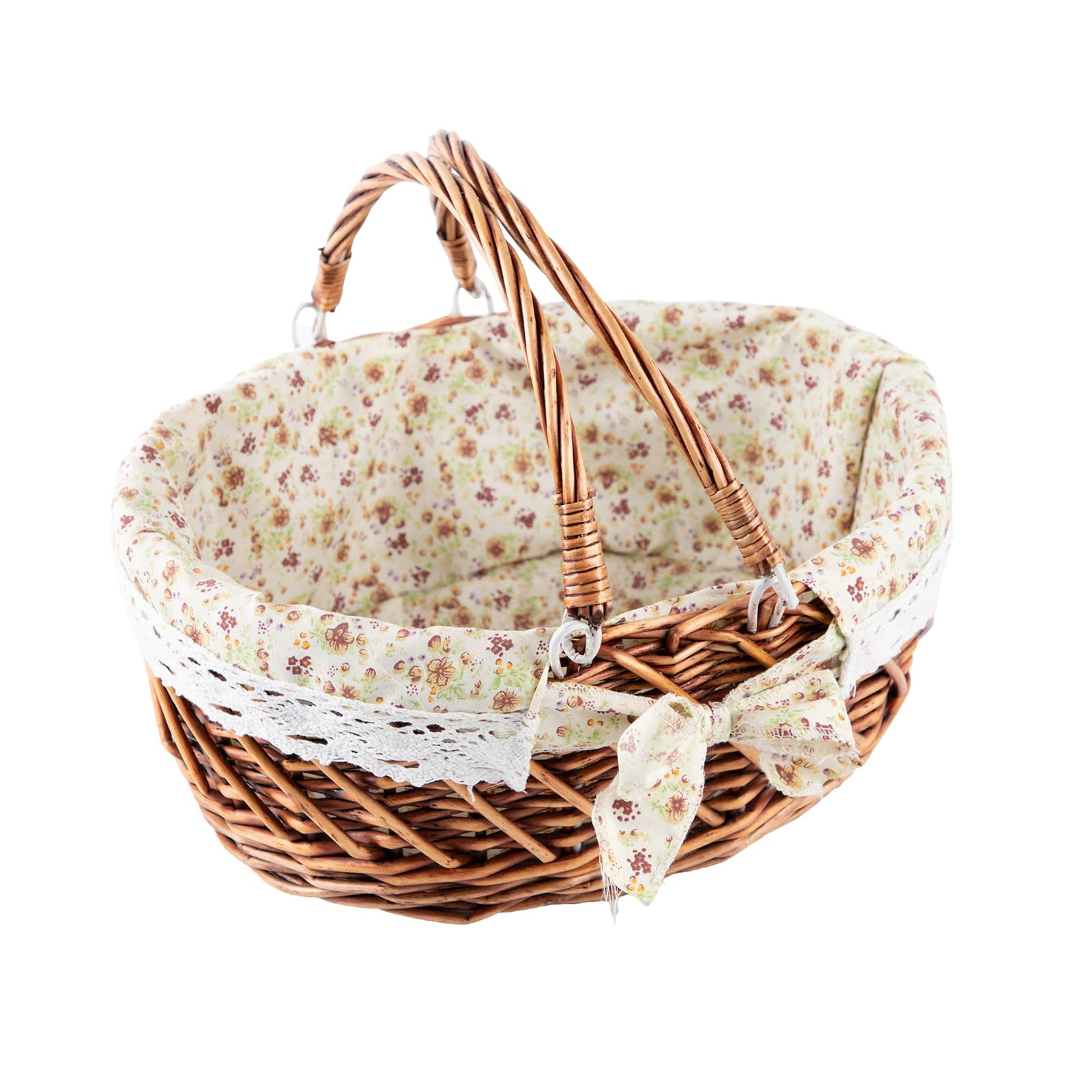 Amazon.com: YRJJ Wicker Picnic Basket with Handles & Liner Oval Empty Gift Basket Willow Woven Easter Eggs & Candy Storage Basket Fruit Serving Basket Kids Blanket Toy Organizer, 1 : Patio, Lawn & Garden | Amazon (US)
