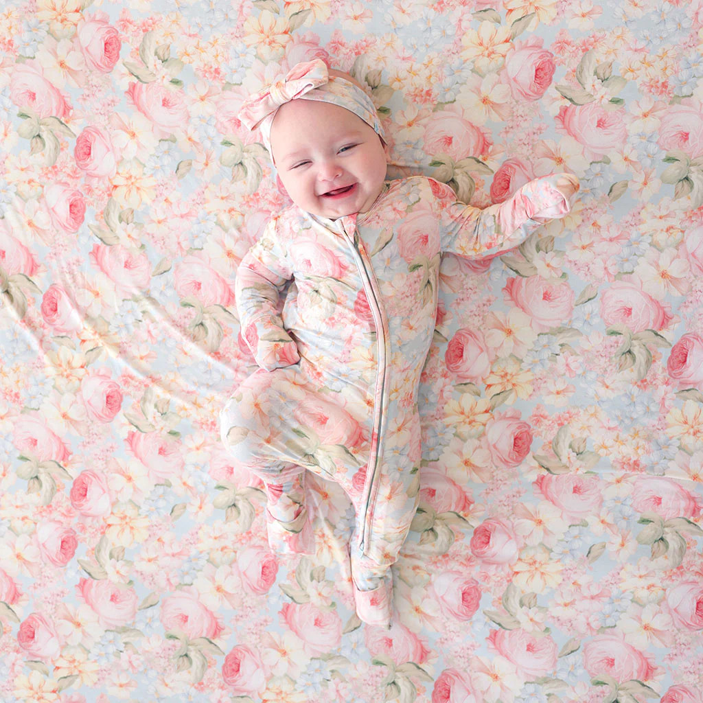 Floral Blue Long Sleeve Rose Dreams Convertible One Piece | Posh Peanut® | Posh Peanut