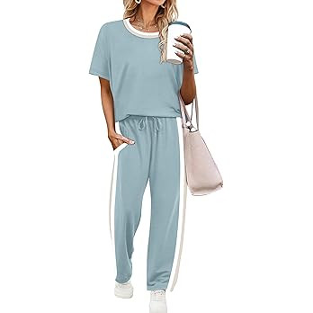 WIHOLL 2 Piece Lounge Sets for Women Matching Set Summer Outfits Short Sleeve Tops Wide Leg Pants... | Amazon (US)