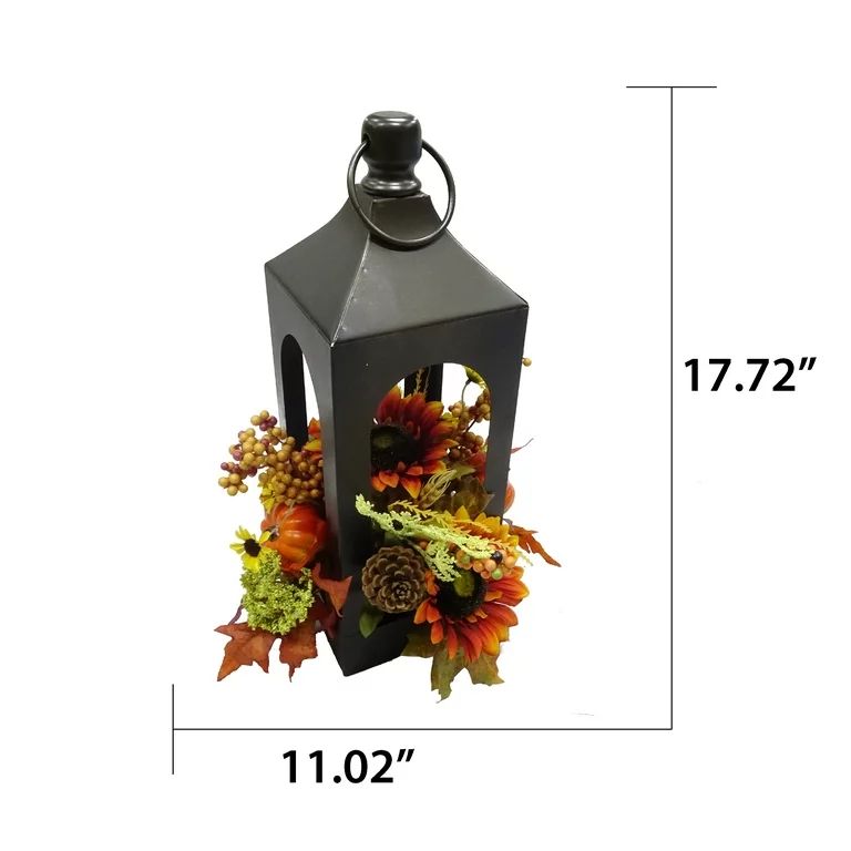 Way to Celebrate Fall Lantern Artificial Flower Arrangement, Rust Sunflower | Walmart (US)