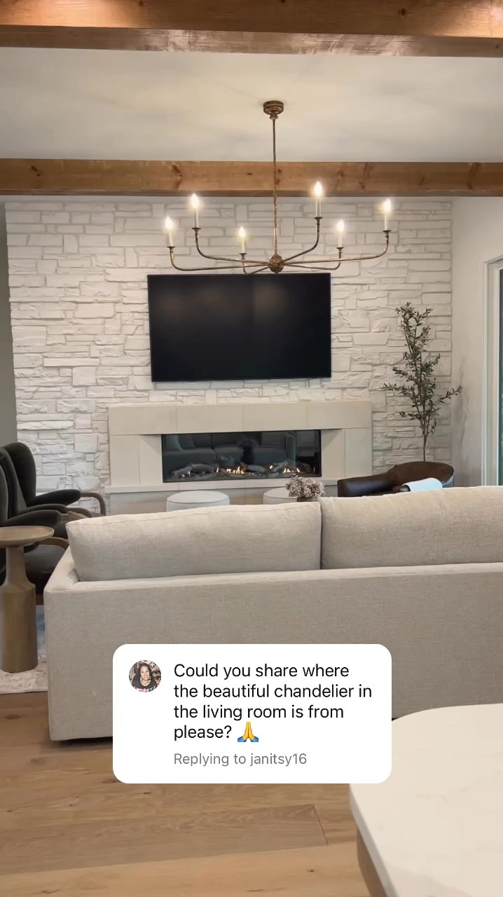 We love this fixture for the living room in our Park Place project 🤍 it’s from Visual Comfort and we left the shades off because it felt redundant with the kitchen pendants but the fixture is stunning with the shades as well. 

Living Room Design | Visual Comfort | Living Room Chandelier | Modern Organic Designn

#LTKHome