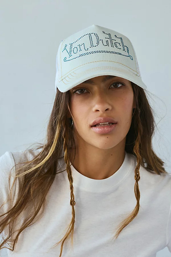 Von Dutch Bling Trucker Hat in Light Blue, Women's at Urban Outfitters | Urban Outfitters (US and RoW)
