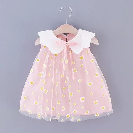 Alrise Pink Dress for Kids Toddler Children Sleeveless Embroidery Floral Tulle Princess Dress 110 | Walmart (US)