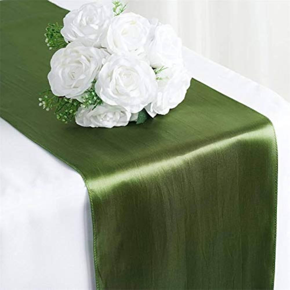 Tiger Chef 12-Pack Moss Green 12 x 108 inches Long Satin Table Runner for Wedding, Table Runners ... | Amazon (US)