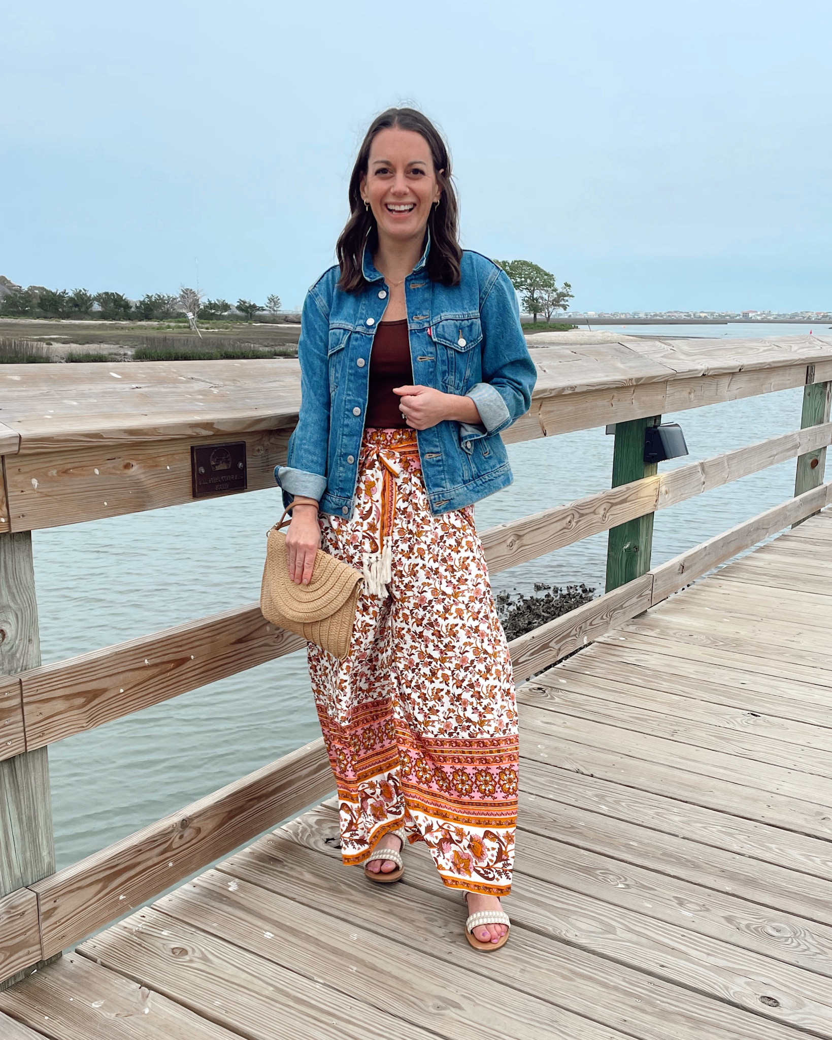 Amazon vacation outfit with these wide leg pants and tank.  Paired with a jean jacket and cute sandals. Everything runs true to size, I’m wearing a small. 

#LTKunder50 #LTKSeasonal #LTKstyletip