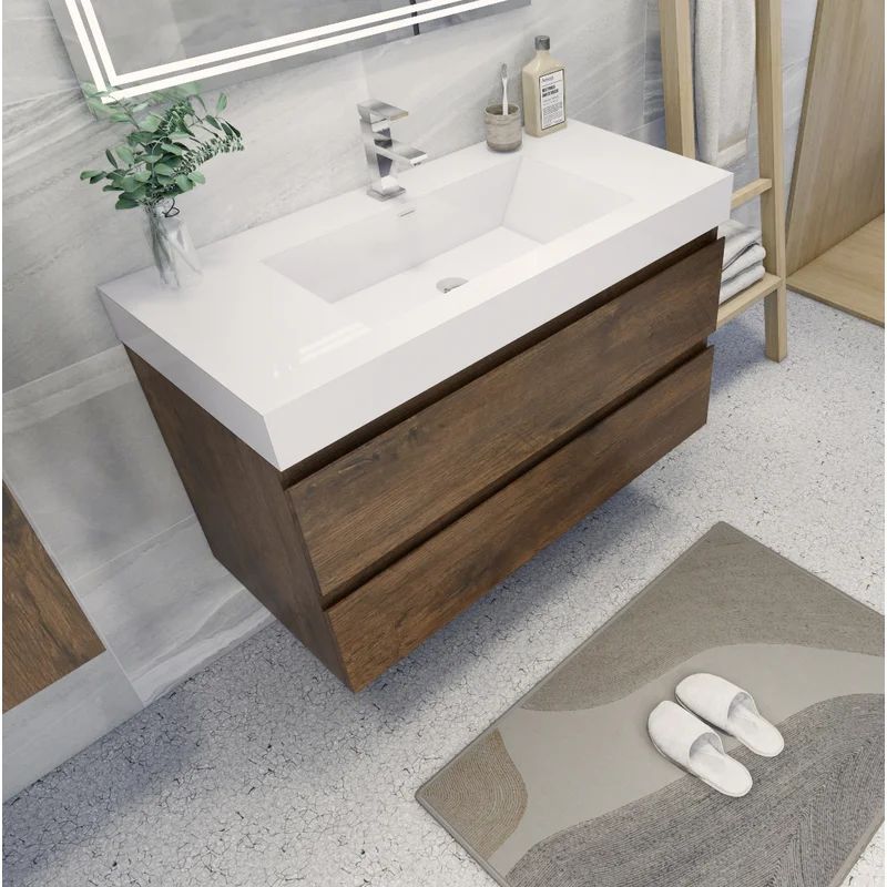 Carnetta 42" Wall-Mounted Single Bathroom Vanity | Wayfair North America