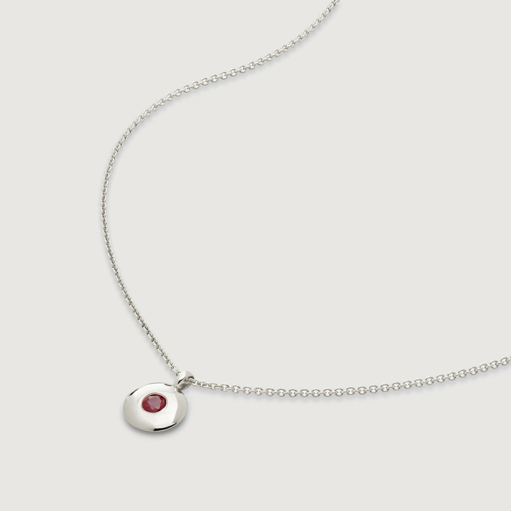 Sterling Silver July Birthstone Chain Necklace Ruby | Monica Vinader (US)