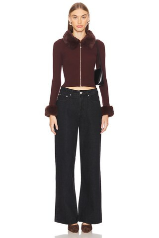 Natalie Knit Zip Cardigan in Chocolate Brown | Revolve Clothing (Global)