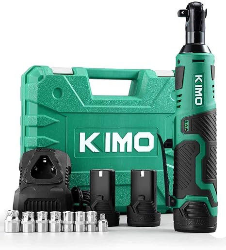 KIMO 3/8" Cordless Electric Ratchet Wrench Set, 40 Ft-lbs 400 RPM 12V Cordless Ratchet Kit w/ 60-... | Amazon (US)