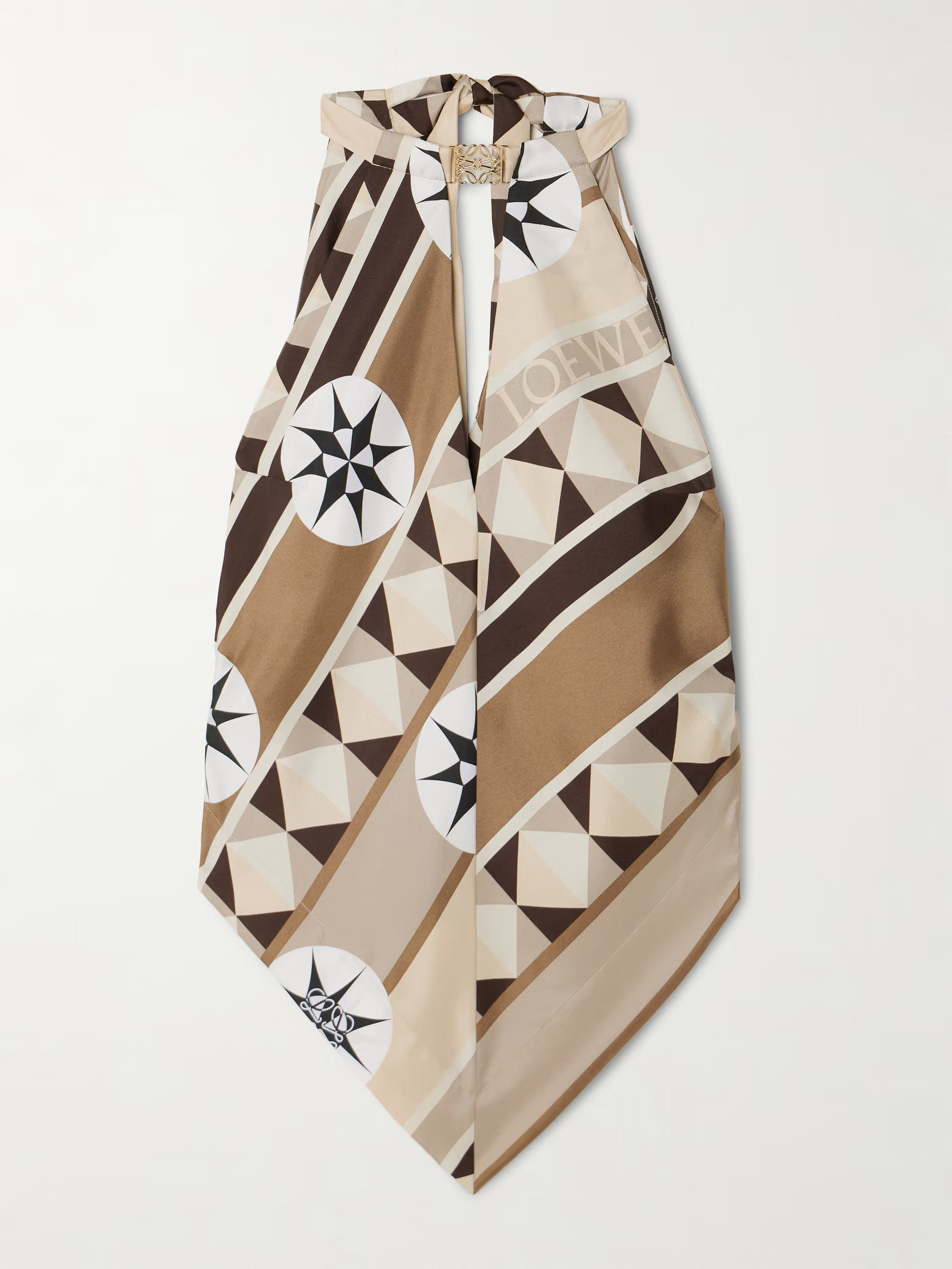 + Paula's Ibiza embellished cutout printed silk-twill halterneck top | NET-A-PORTER (US)