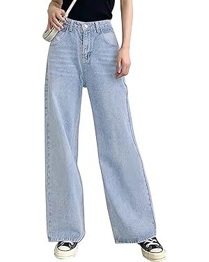 HDLTE Women Wide Leg Jeans High Waist Baggy Jeans for Women Loose Boyfriends Jeans Denim Pants Y2... | Amazon (US)