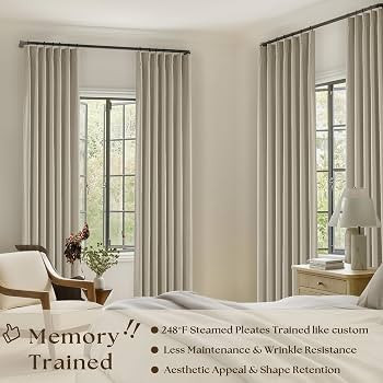 Taupe Blackout Linen Curtains 102 Inches Long for Bedroom Pinch Pleated Black Out Curtains Lined ... | Amazon (US)