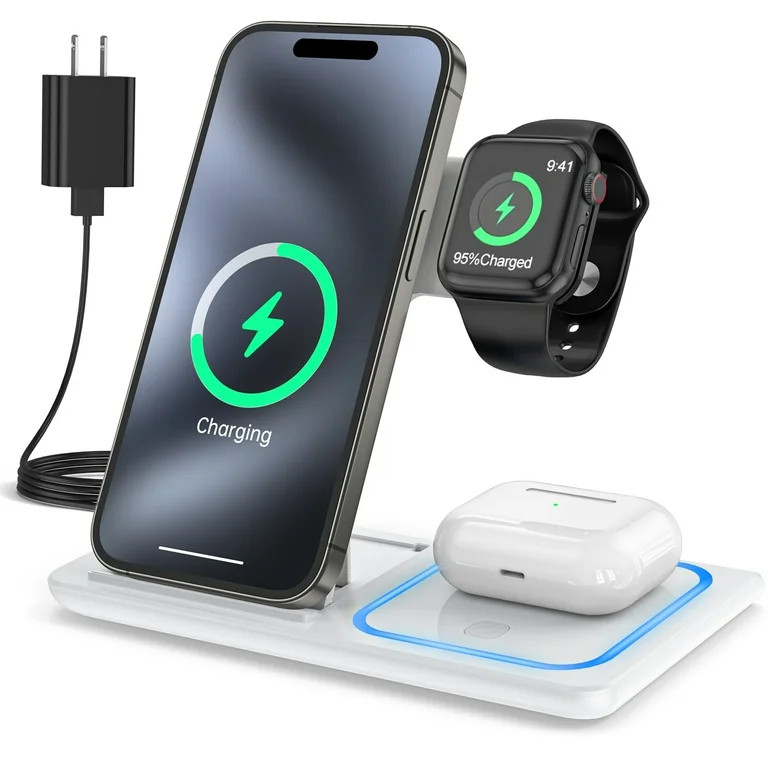 Wireless Charger, 3 in 1 Fast Wireless Charging Station with Breathing Indicator Compatible with ... | Walmart (US)