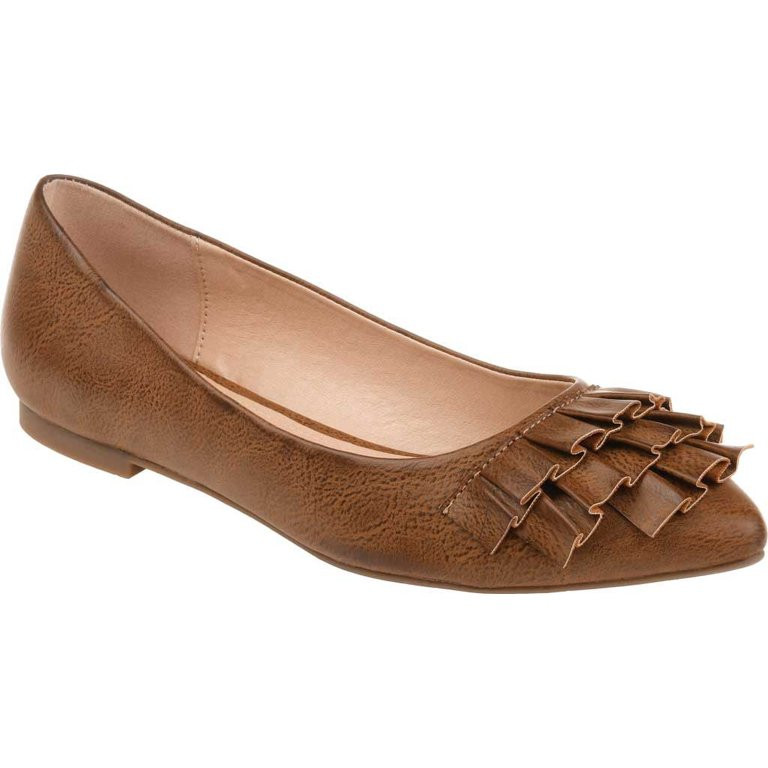 Women's Journee Collection Judy Ballet Flat Tan Faux Leather 10 M | Walmart (US)