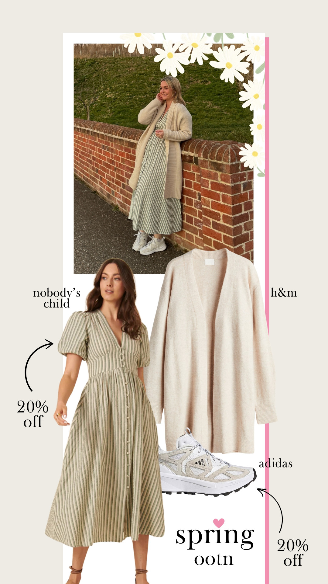 Spring OOTD 🌷 wearing Nobody's Child striped dress, H&M cardigan and Adidas trainers 

 

#LTKstyletip #LTKdresses #LTKspring