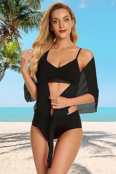 Swimsuit Coverups for Women Sarong Beach Bikini Wrap Sheer Short Skirt Chiffon Scarf for Swimwear | Amazon (US)