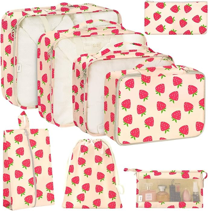 KPX 8 Set Packing Cubes for Travel, Luggage Packing Organizers Accessories Large Toiletries Bag f... | Amazon (US)